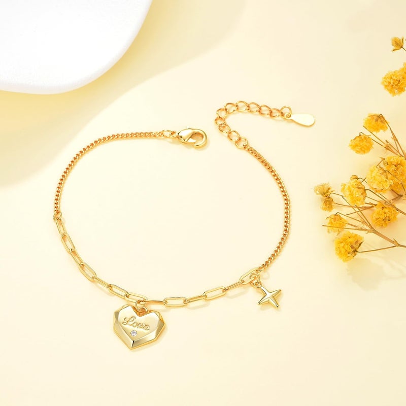 FRUMOS Dainty Layering Bracelets for Women 18 k Gold Plated Fashion Adjustable Chunky Cuban Paperclip Link Chain Bracelets Jewelry for Women Gift - Image 3